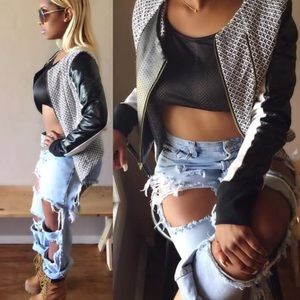 Ripped Denim Bleached Jeans